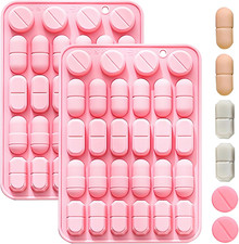 Silicone Pill Mold Trays for Making Pills, Set of 2, 28-Cavity Capsule Shaped...