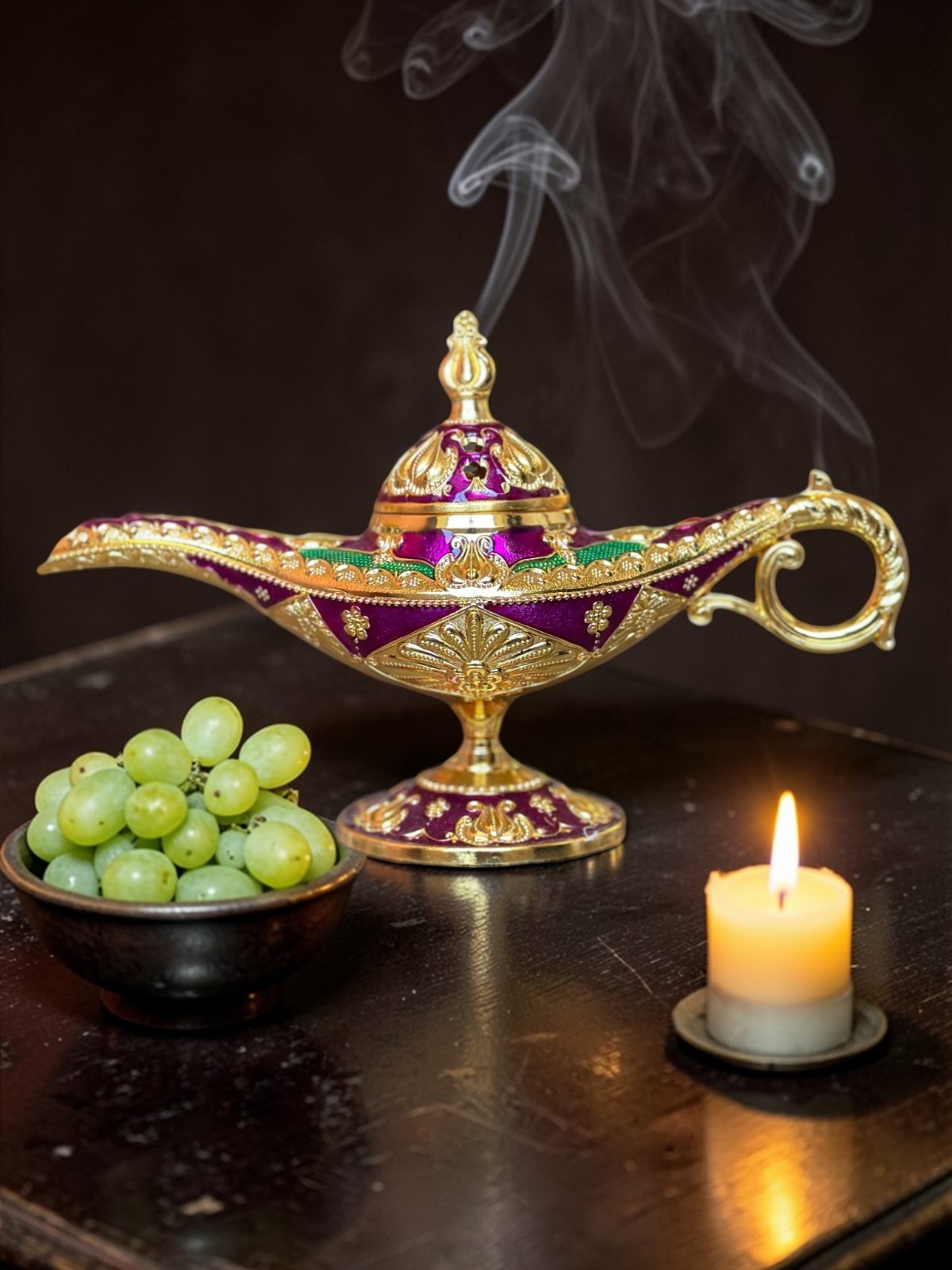Lámpara de aceite colorida Aladdin quemador de incienso decoración hecha en Egipto