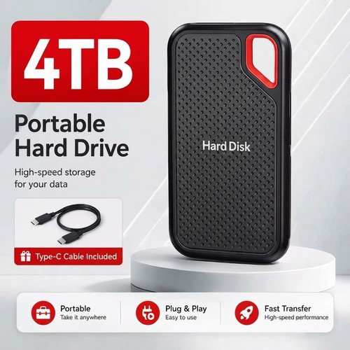 4TB Portable External Hard Drive USB3.0 Shockproof HDD Storage for PC Laptop Mac
