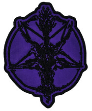 SATANIC GOAT PURPLE BACKING shaped border EMBROIDERED PATCH