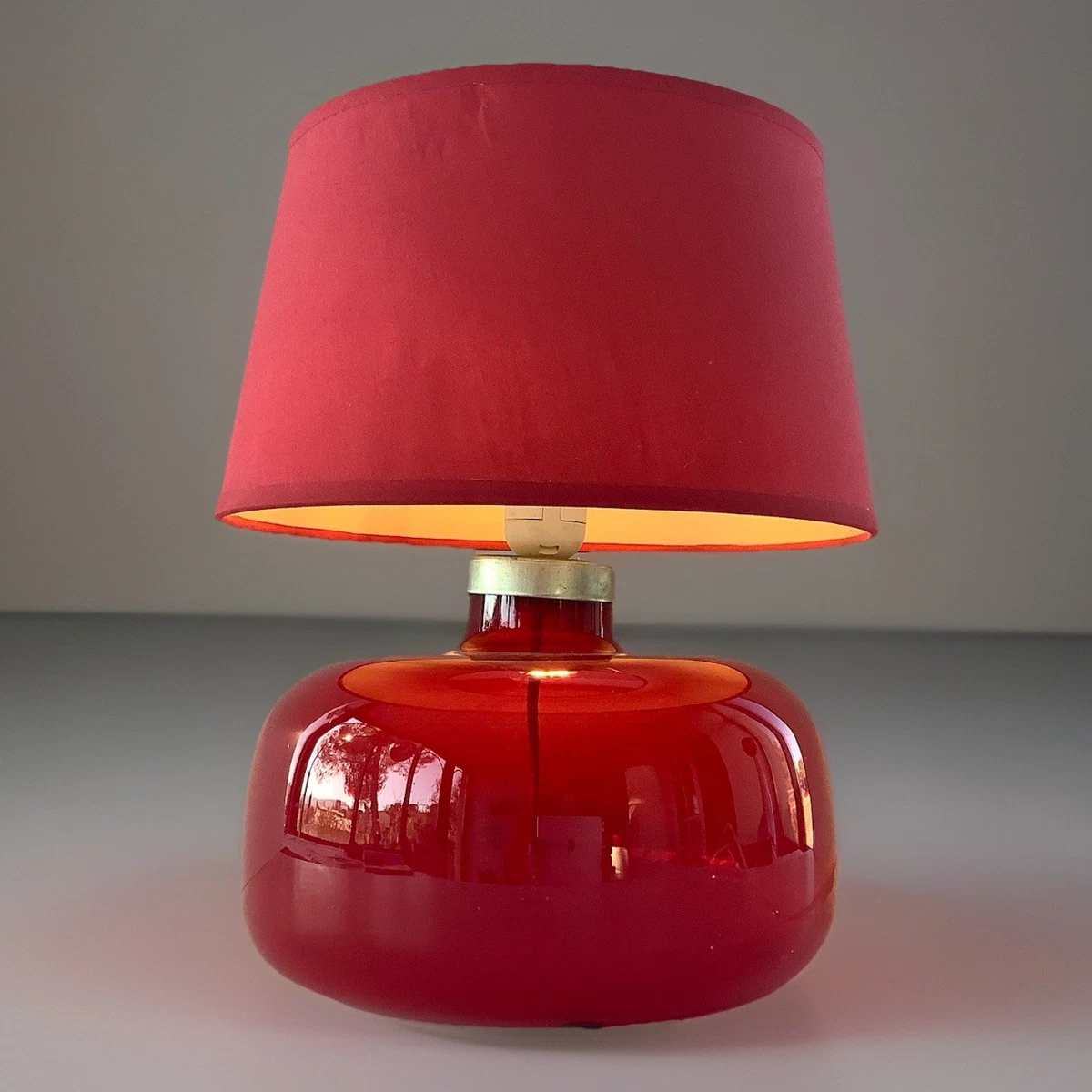 LAMPE DE TABLE vintage IKEA B0211 verre soufflé rouge avec abat-jour année 2000 EUR 60,00 - FR
