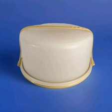 Tupperware Large Cake Carrier with Storage Base 1256-3 Gold Clear Lid - Vintage