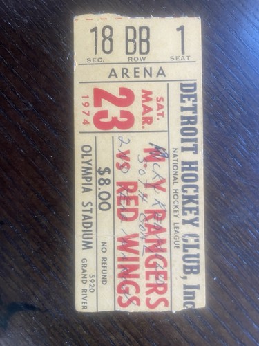 Detroit Red Wings Ticket Stub VG/EX From Mickey Redmond 50 Th Goal HANDSIGNIERT +