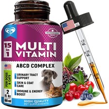 Cat Dog Multivitamin Liquid with Glucosamine Cranberry 60ml Urinary UTI Kidne...