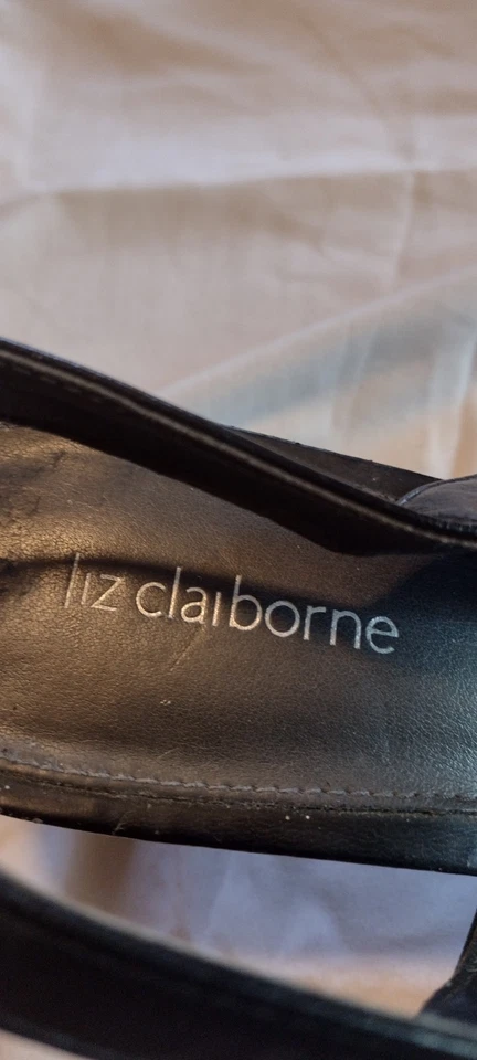 ZAPATOS DE COLECCIÓN Y2K LIZ CLAIBORNE PIEL DE ANGUILA NEGRA HONDA TRASERA, Tacones de 3", Flex, 8,5 M/B Foto 3 de 4