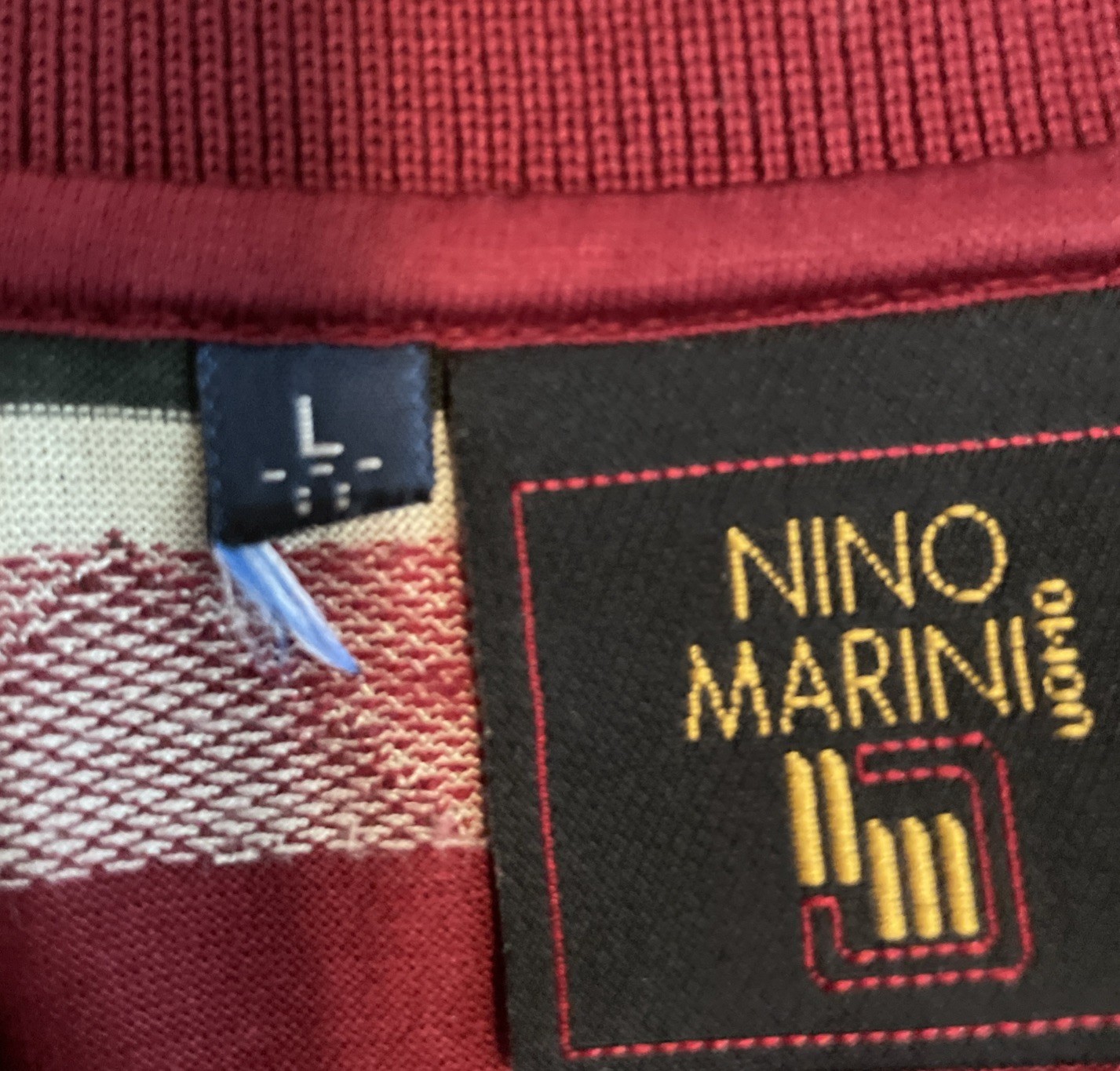Vintage Nino Marini  Men’s polo Shirt   Geometric Pattern Size L Have Small Tear image 5