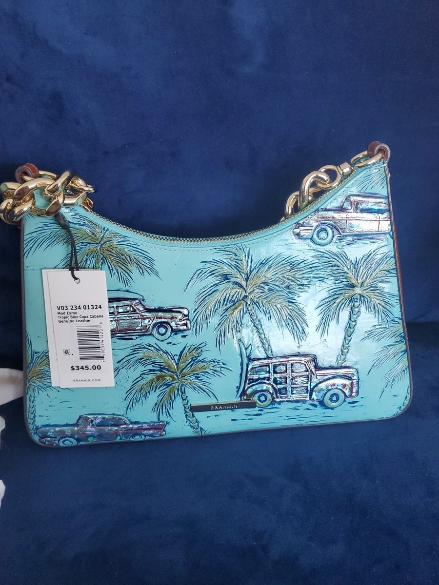 NWT Brahmin Tropic Blue Copa Cabana Cars Esme Shoulder Bag
