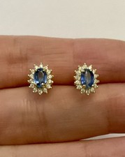 SAPHIR Véritable,TOPAZE, OR , ARGENT, BOUCLES D’OREILLES ANCIENNES