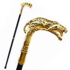 Hejiu 37 " Golden Flying Leopard Handle Cane Elegant Alloy Fashion Stick