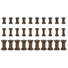 30Pcs Wooden Empty Spools Unfinished Wood Thread Bobbins 3 Sizes Dark Brown
