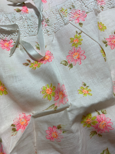 Vtg Artloom Lingerie 2 Piece Pajama Set - Size M - NOS - Florescent Floral Pink - Picture 5 of 8