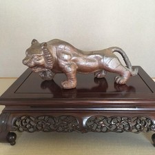Vintage JapaneseBIZEN Ware TIGER Figurine  Pottery Statue Ornament 15.5 inch JP