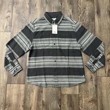 89 Katin Sierra Flannel Shirt Men s Size S Striped Black Gray