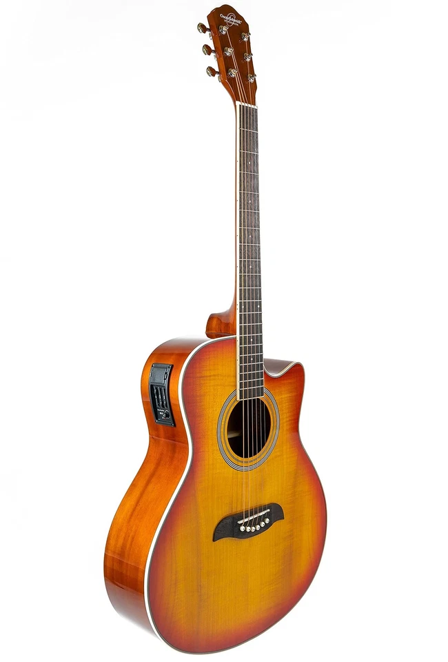 Oscar Schmidt OA10CE Mini Auditorium Acoustic-Electric Guitar - Spalted Maple - Image 3 of 4