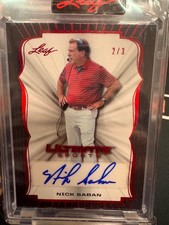2024 LEAF ULTIMATE AUTO NICK SABAN  AUTOGRAPH 2/3 RED color match ALABAMA TIDE