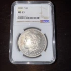 1896 Morgan Silver Dollar MS63 NGC Graded