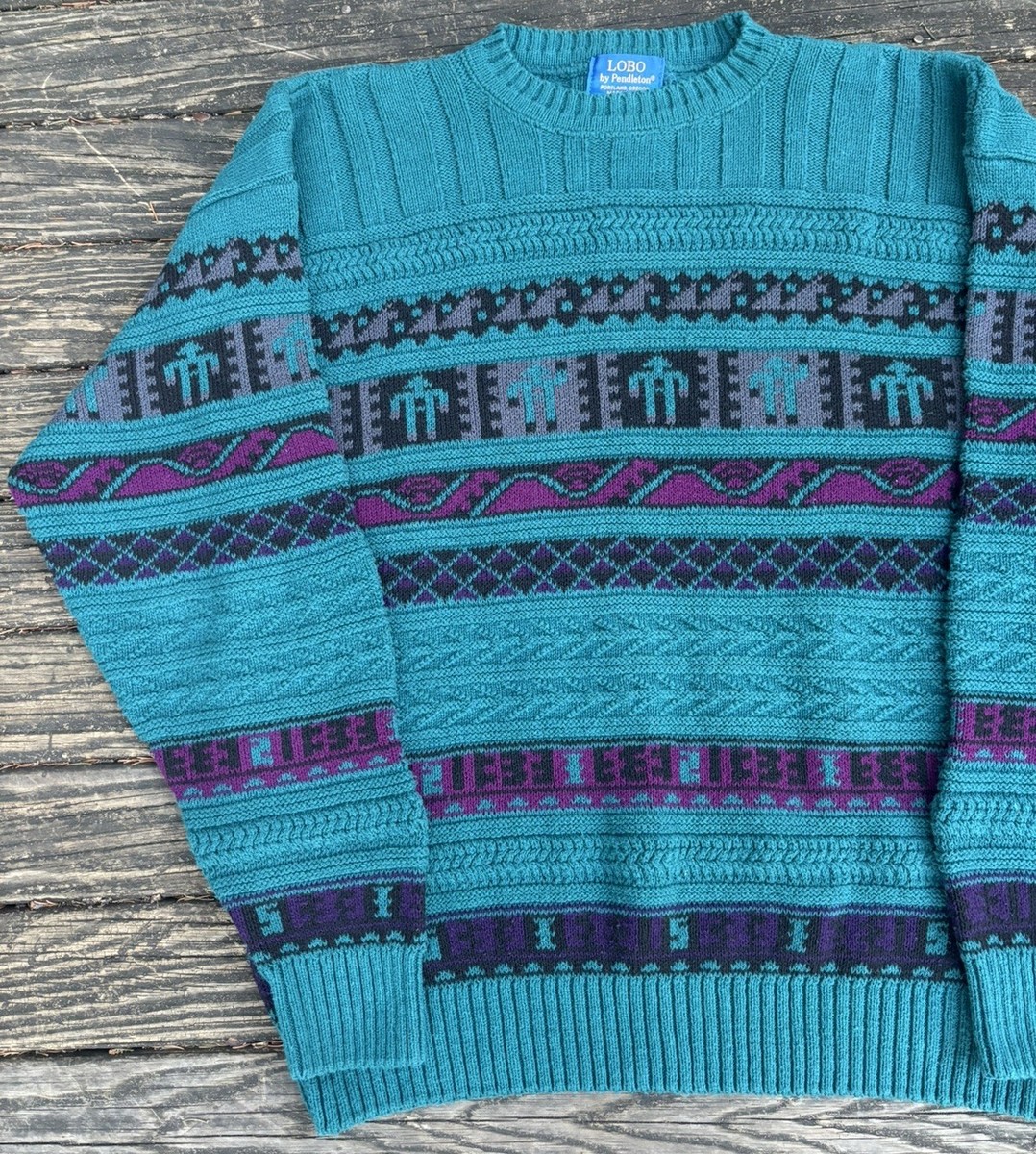 Vintage LOBO By Pendleton Crewneck Knit Sweater 80s 90s Vtg USA | eBay