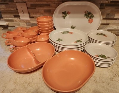 VTG Harmony House Catalina Melmac 43 Piece Multicolor Dishes Cups Cream Sugar