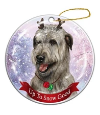Holiday Pet Gifts Grey Irish Wolfhound Dog Porcelain Christmas Ornament