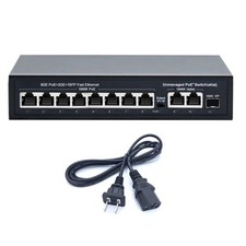 10 Port PoE +Ethernet Switch 2 Gigabit Uplink 120W No Power Supply Required