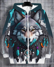 Wolf with Dreamcatcher Design 3D Print Hoodie Unisex S-5XL