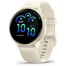 GARMIN vivoactive 6 Bone/Lunar Gold 42.2mm Silicone Band Smartwatch 010-02985-31
