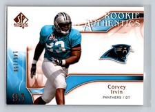 2009 SP Authentic #214 Corvey Irvin RC /999 Carolina Panthers