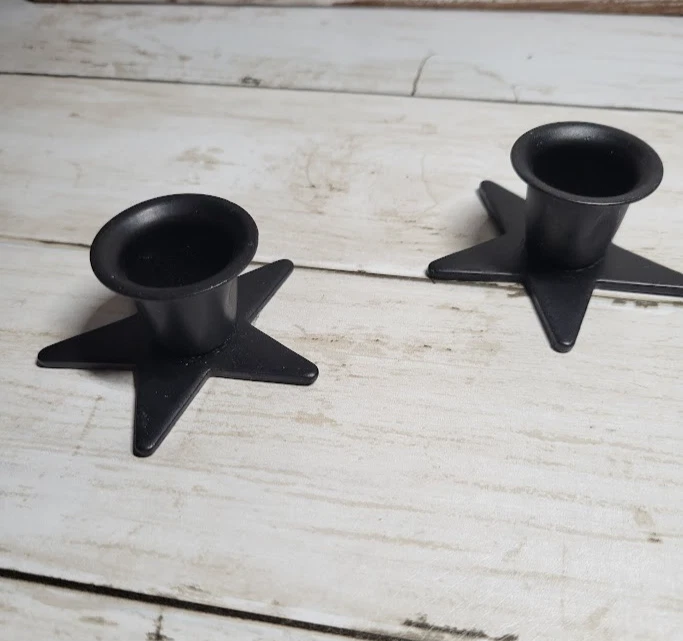 Paire De Bougeoirs En Céramique Avec Abat-jour - Étoiles Primitives, 20 Cm