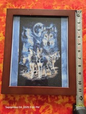 Handmade Wolf Framed Finished Diamond Art