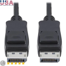 DisplayPort 1.4 Cable 8K UHD 32Gbps HDR Latching Connectors Black 10ft M/M New