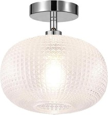   1x Semi Flush Mount Ceiling Light Fixture,Hallway Light Fixture, Globe Glass