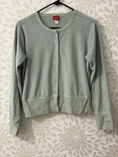 Vintage Esprit Women’s L Mint Green Cropped Full Snap Sweatshirt Fleece Top