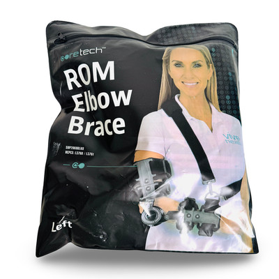 ROM LEFT Arm Elbow Brace CoreTech Adjustable Hinged Support Splint SUP2069BLKR