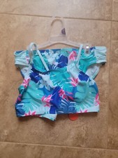 Wonder Nation Girls Palm Printed Bikini Swimsuit with UPF 50 Blue 18 XXL