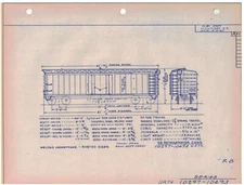 1967 Milwaukee Road Railroad Blue Print Page  Box Car 10297-10493