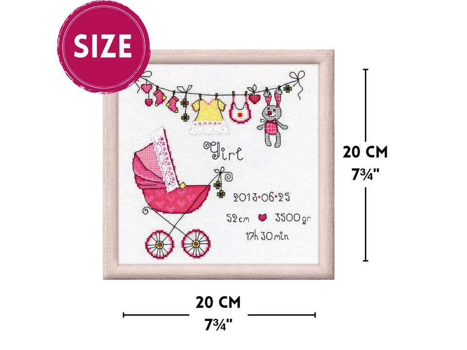 Kit de punto de cruz contado RIOLIS 1417 ¡Es una niña! Lindo anuncio de nacimiento Foto 2 de 4
