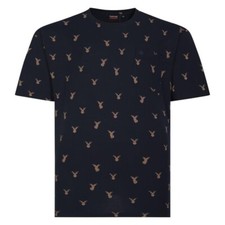 Espionage Men's Short Sleeve All Over Stag Print Tee in Navy 2XL-8XL
