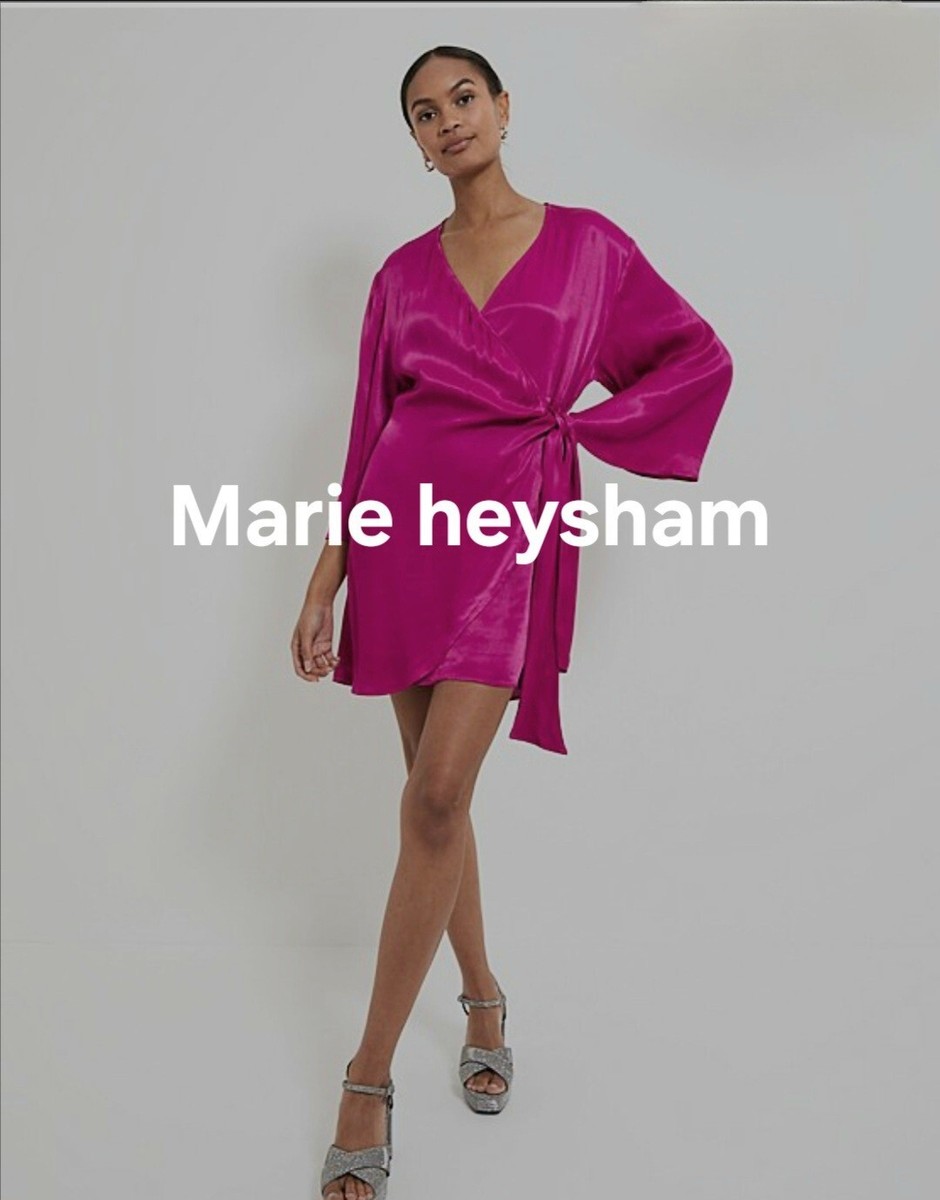 George Party Bright Pink Satin Wrap Front Wide Sleeve Mini Dress Size 18 | eBay UK George Party Bright Pink Satin Wrap Front Wide Sleeve Mini Dress Size 18 | eBay UK