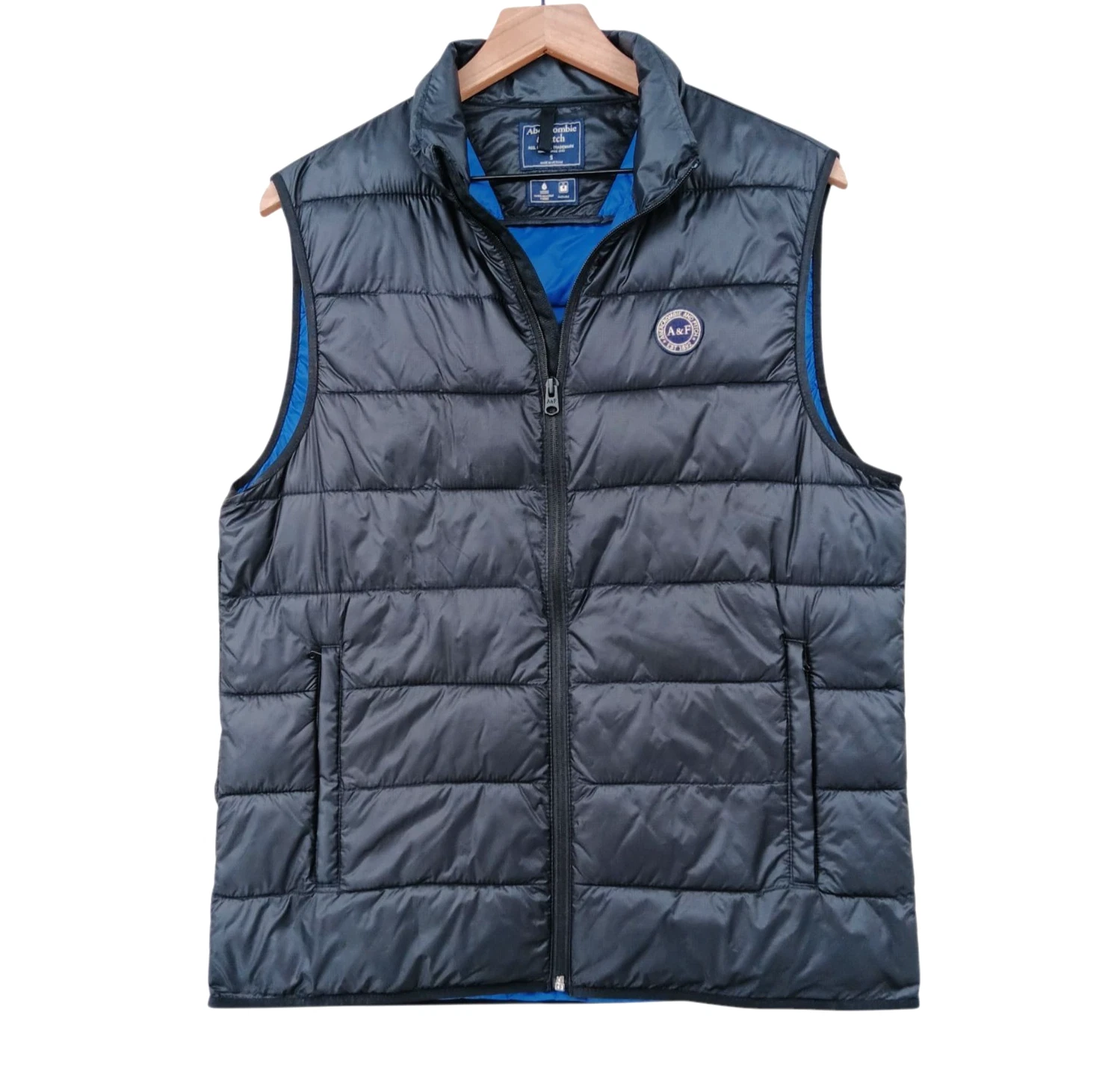 Abercrombie & Fitch Puffer Vest Mens Small Black Primaloft Full Zip Packable