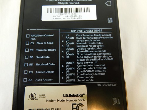 US Robotics 56K V.92 Fax Modem 5686 64-005686-05 - WITH POWER SUPPLY - Picture 6 of 9