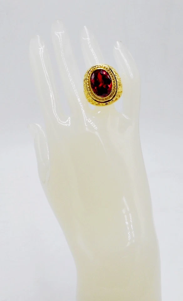 男式戒指橙色蓝宝石 SYN 24K 黄金填充 GP 鹰 Garuda 尺码 12.75 — 第 4/4 张图片