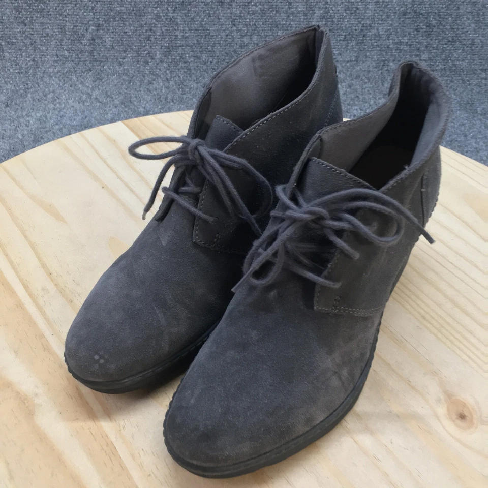 Clarks Collection Botas Mujer 8 W Cuña Botines Gris Imitación Gamuza Con Cordones Foto 3 de 4