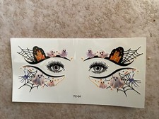 Spooky  Fun Halloween Eye Tattoos - Ghosts, Spider, Haunted House TC04