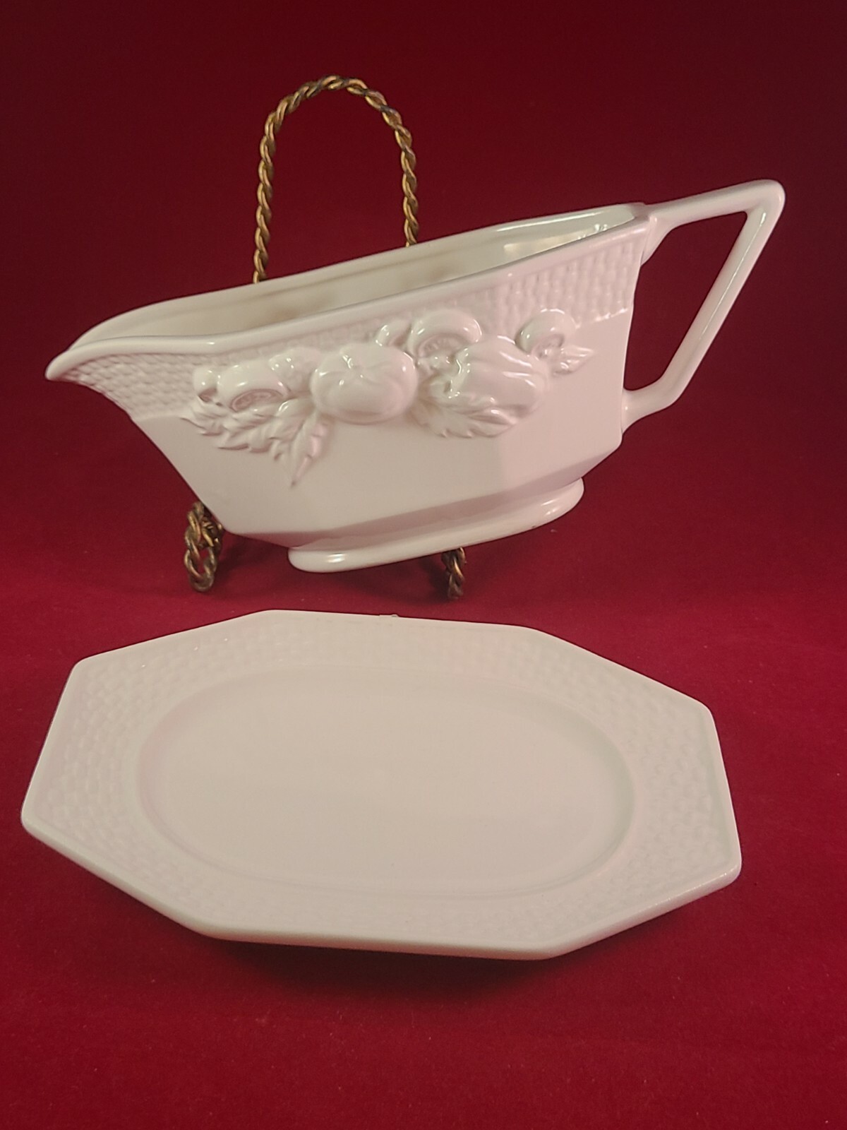 HARVEST WEAVE HIMARK JAPAN THANKSGIVING GRAVY BOAT WITH UNDERPLATE 9 1/