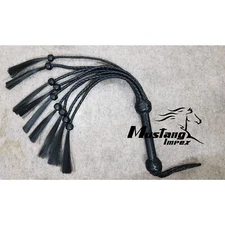 Cat-O-Nine Tails Cowhide Leather Flogger with Sturdy 9 Knots Black Horse Hairs