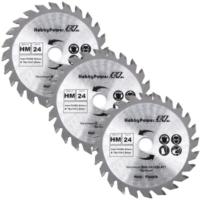 Sägeblatt 76 x 10 mm Akku Kreissäge 12V 10,8V passend für Bosch Metabo Milwaukee