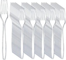 100 Count Extra Heavy Duty Disposable Clear Plastic Forks,BPA-Free,Heat