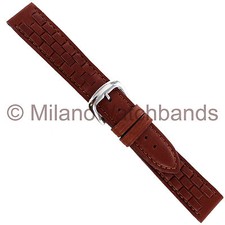 20mm Milano Brown Genuine LeatherLink Padded Stitched Mens Watch Band MS 19000