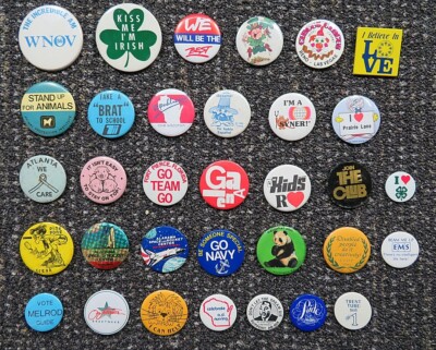 33 Different VARIOUS SUBJECTS BUTTONS, PINBACKS
