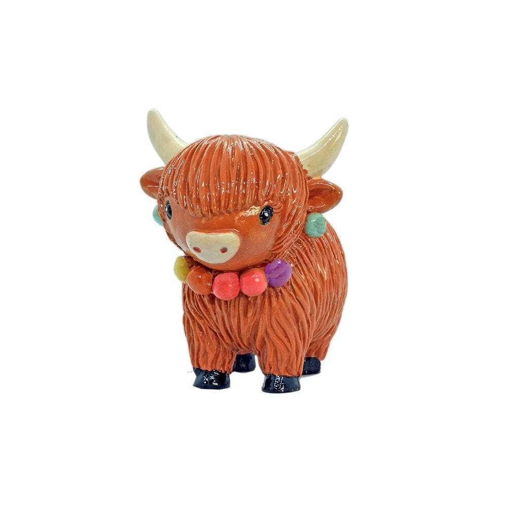 Thistle Products Ltd Highland Coo Figurine with Necklace & Earrings W7N